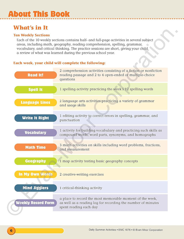 Evan-Moor Grade 5-6 Daily Summer Activities
