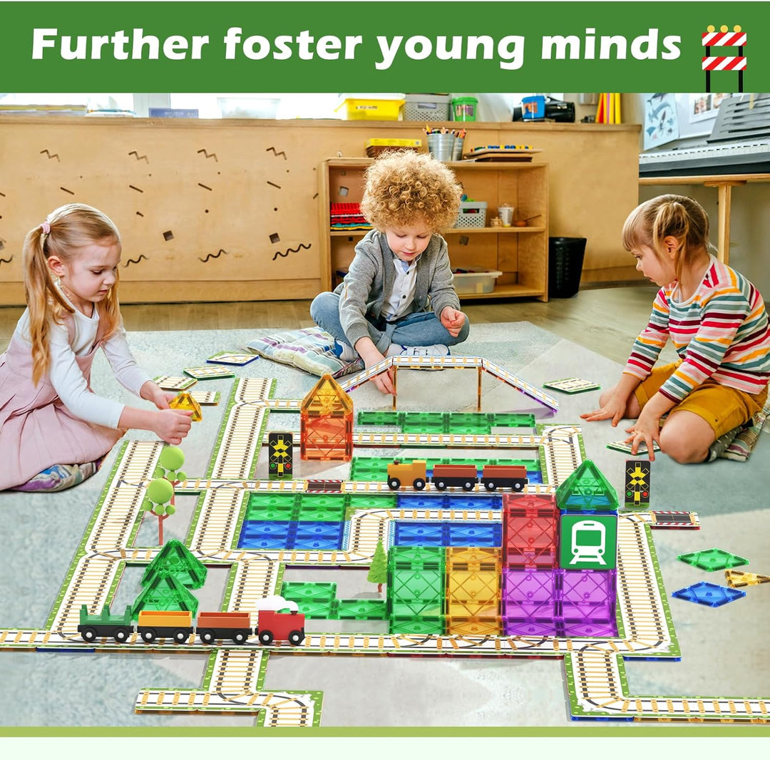 Magnetic Tiles Railroad Playset [56 Pieces]