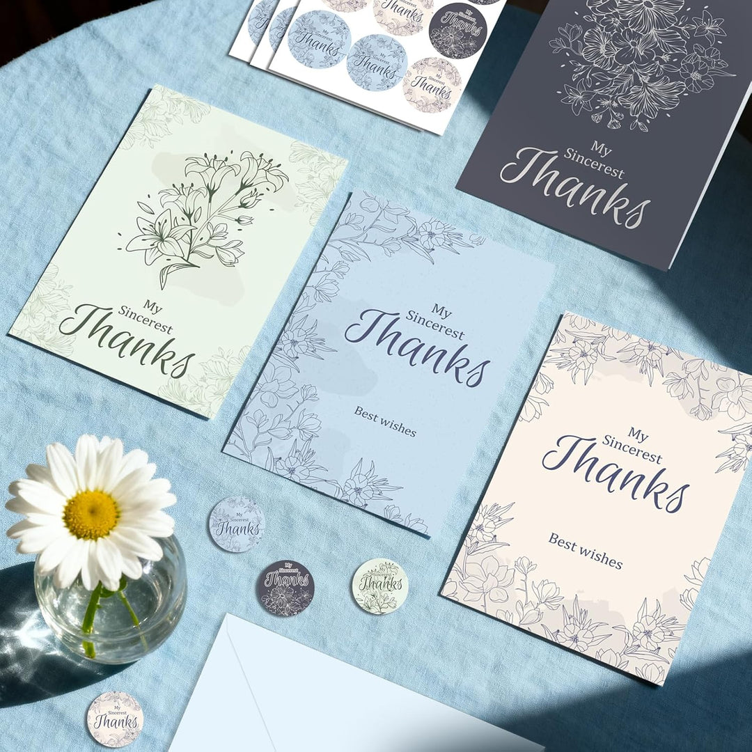 48 Pcs Thank You Cards with Envelopes + Seal Stickers