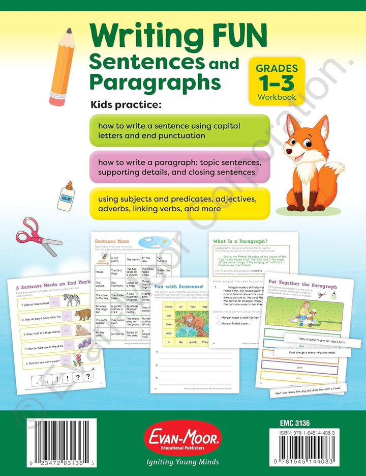 Evan-Moor Grade 1-3 Writing FUN Sentences and Paragraphs