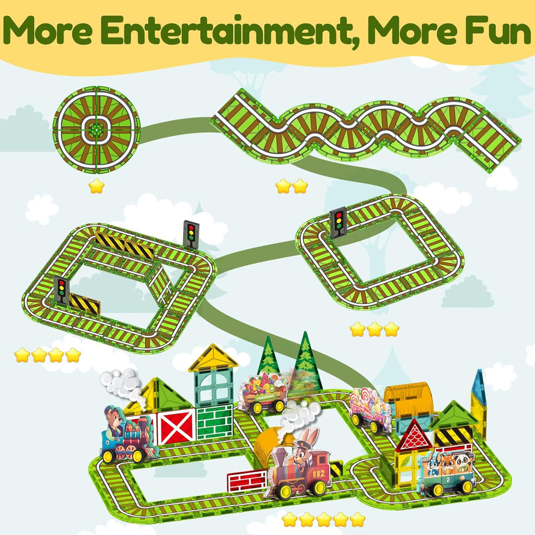Animal Train Theme Kids Magnetic Tiles
