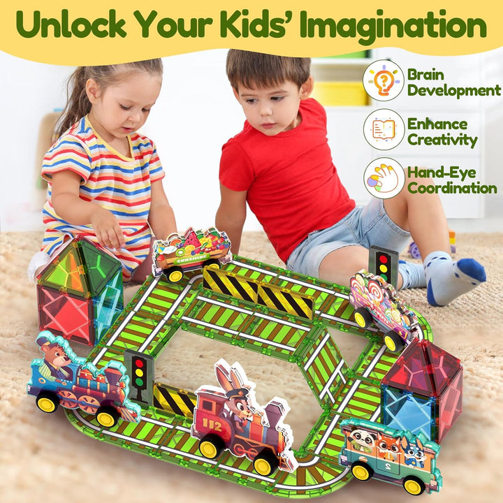 Animal Train Theme Kids Magnetic Tiles
