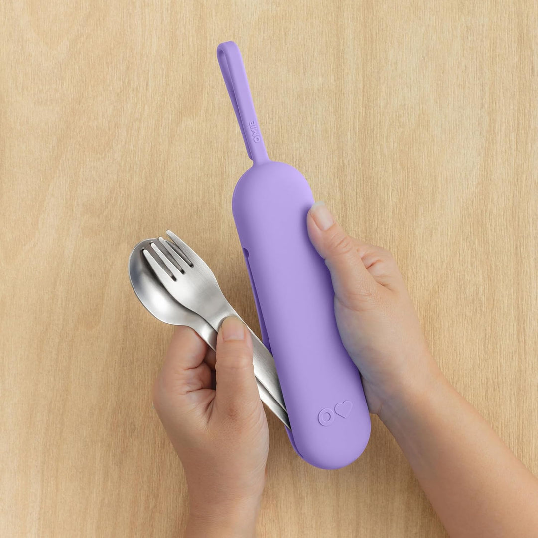 OmieBox UP Lunch Box with Fork, Spoon + Pod Set (Galaxy Purple)