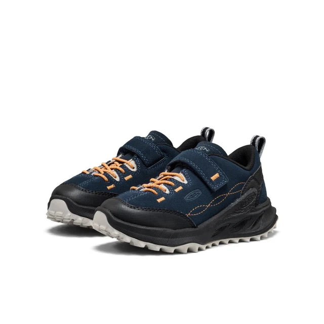 >KEEN Kids Jasper Zionic All-Terrain Traction Sneaker - NAVAL ACADEMY/FLAME ORANGE