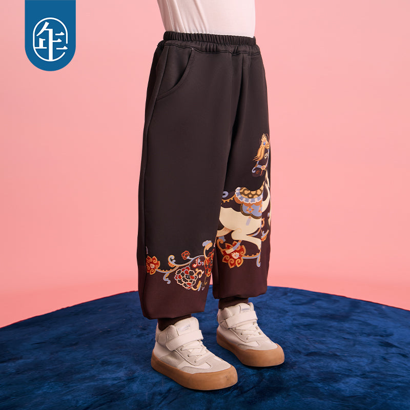 >Nian 年衣 跃马新程加绒长裤 - 墨黑