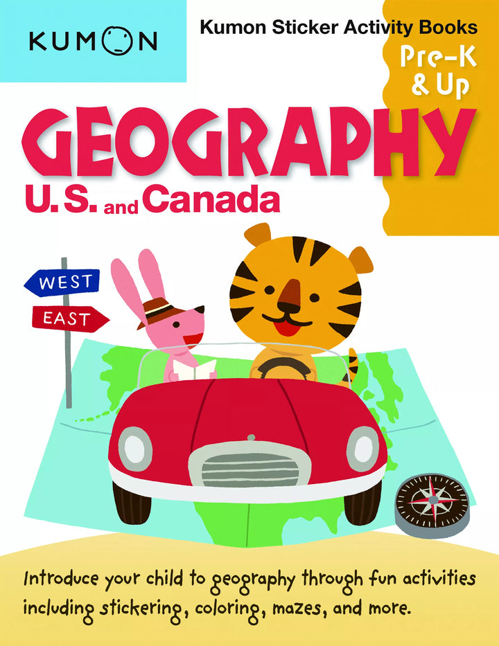>KUMON Grade  PreK-2 Geography: U.S. And Canada Sticker Activity Book Age 6-8