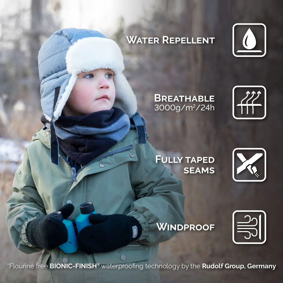>Jan & Jul Kids Toasty-Dry Trapper Hat - Grey Construction