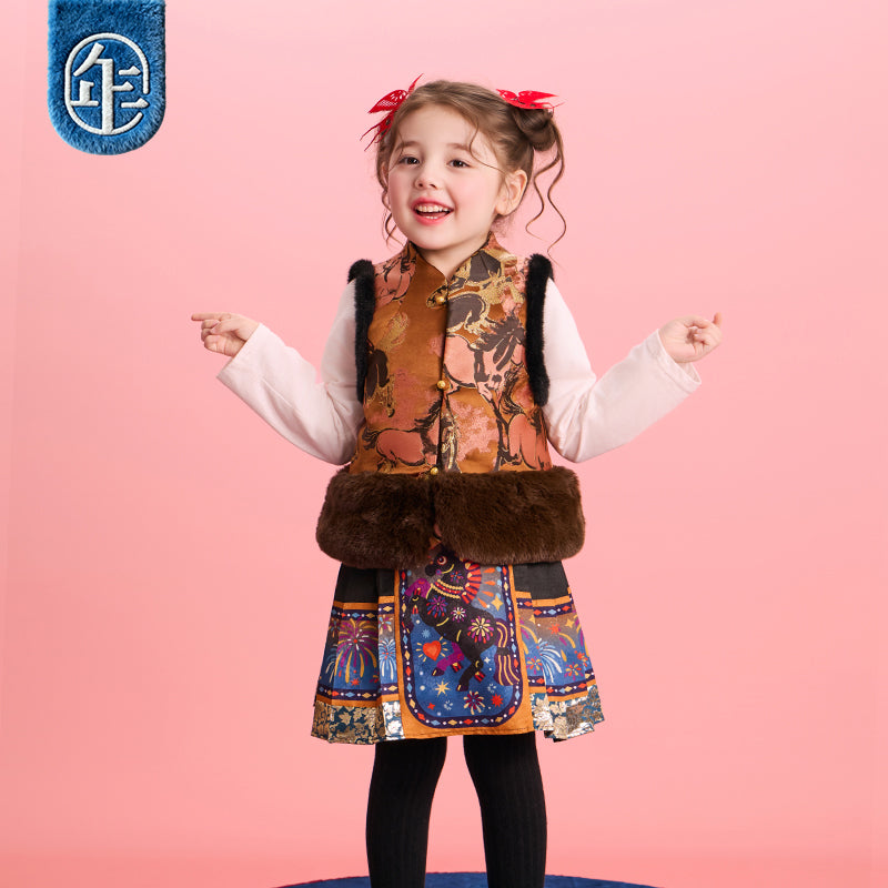 >Nian 年衣 大展鸿图中式马甲 - 岩石棕