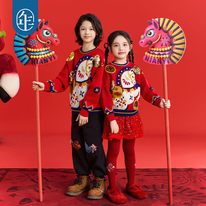 >Nian 年衣 马上有钱毛衣 - 年衣红