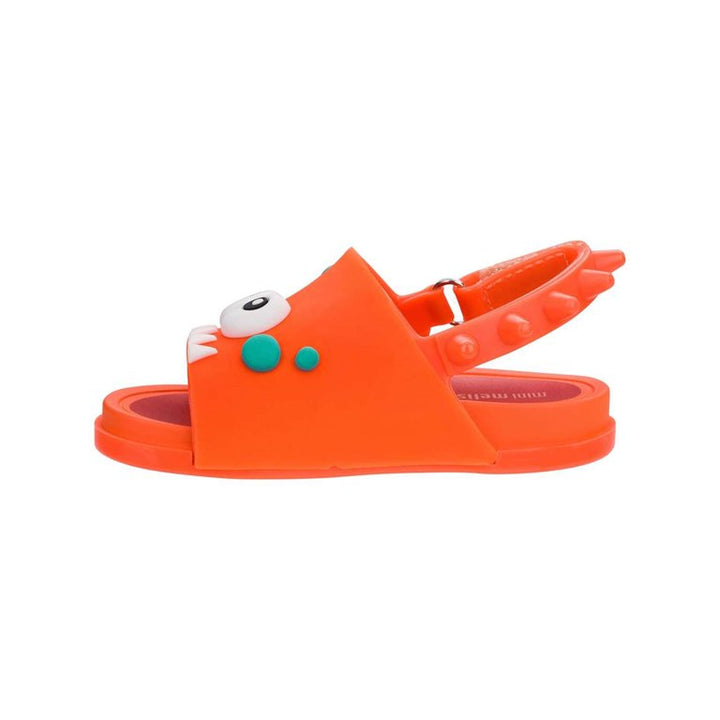 Mini Melissa Kids Boy/Girl Beach Slide Dino Sandals Shoes in Orange/Red