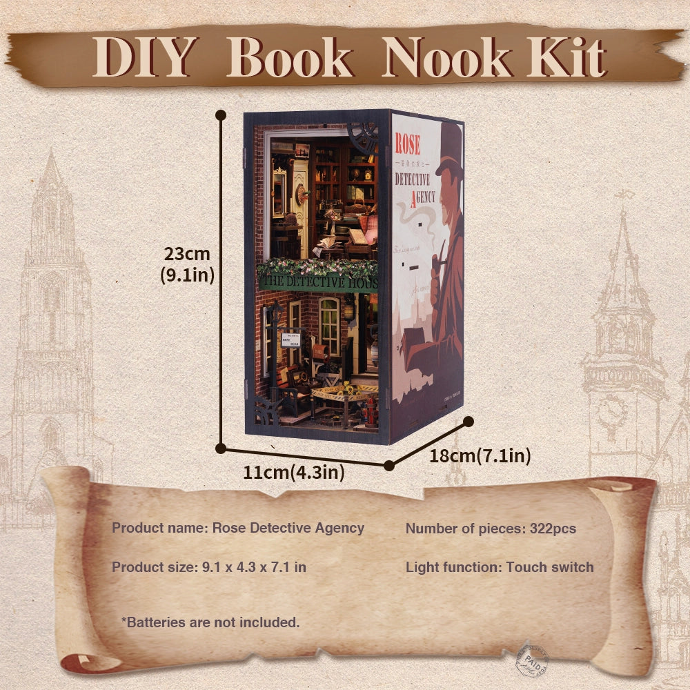 >Hands Craft DIY Book Nook Kit: Rose Detective Agency with Dust Cover