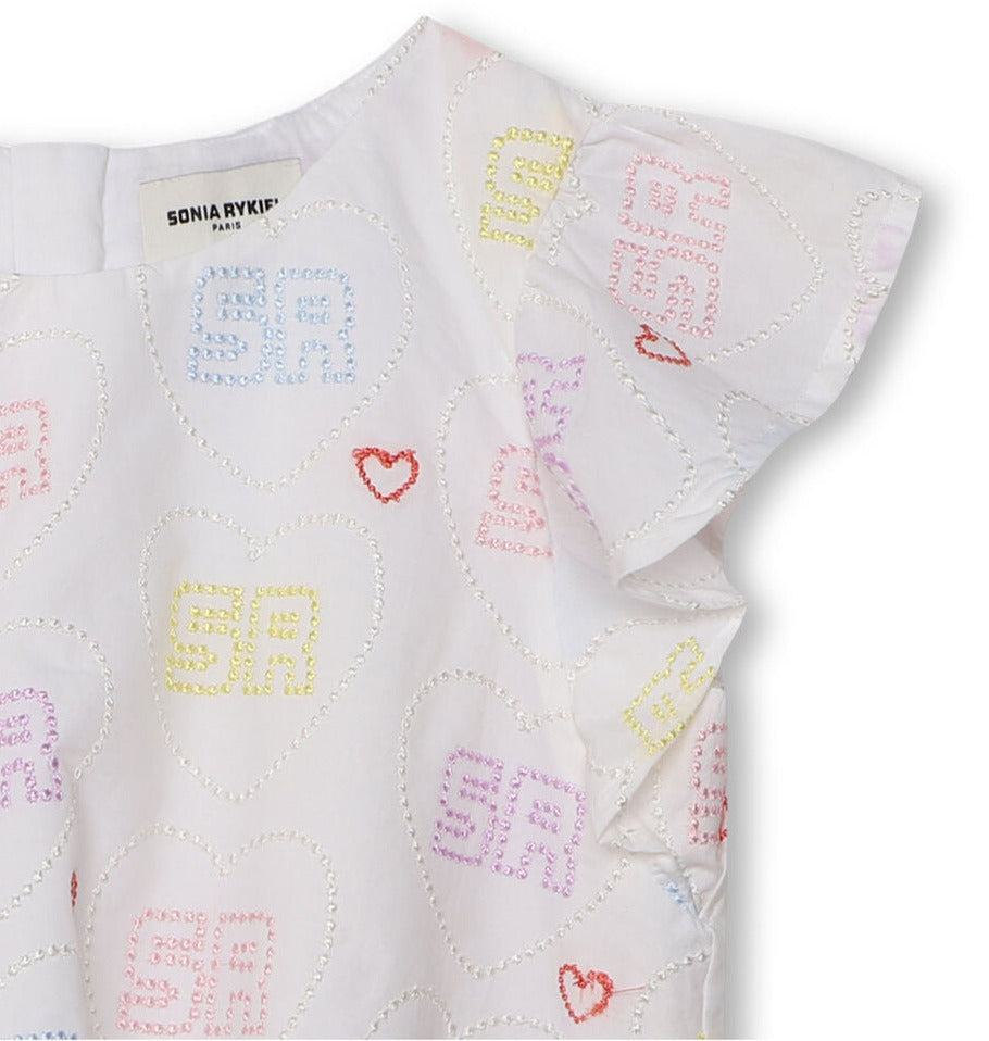 Sonia Rykiel Paris Kids Girl BLOUSE WITH EMBROIDERED HEARTS