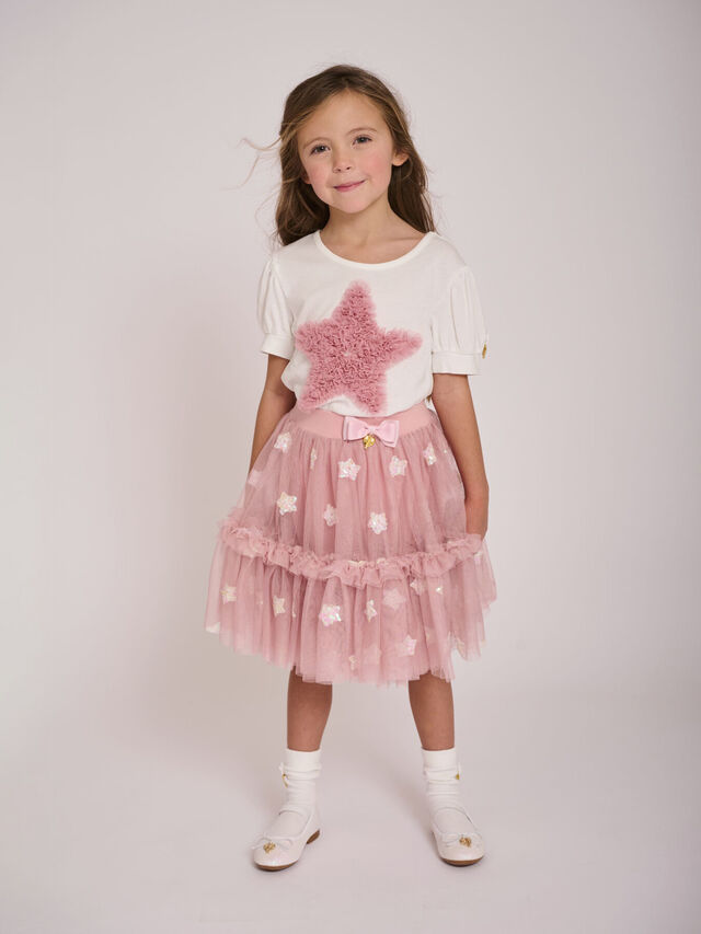 Angel's Face Kids Girls Suvannah Pink Ruffle Star Tee - Snowdrop