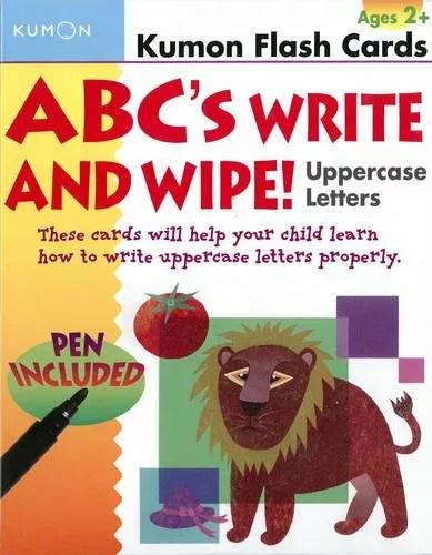 >KUMON Grade  PreK-K ABC’s Write & Wipe Uppercase Letters Flash Cards Age 2-6