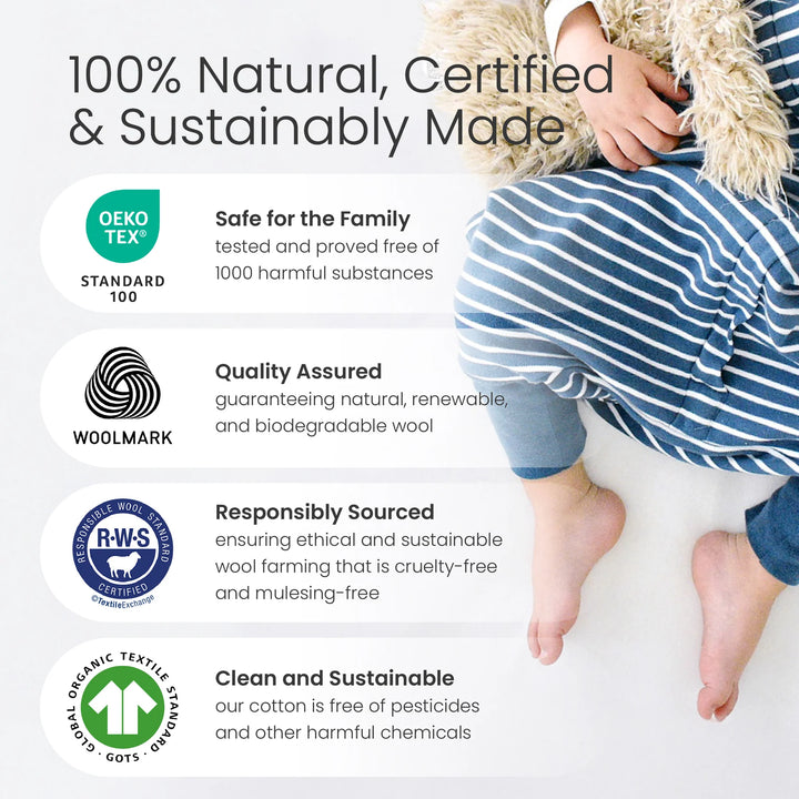 >Woolino Merino Wool 4 Season Baby Sleep Bag with FEET opening - Sheep