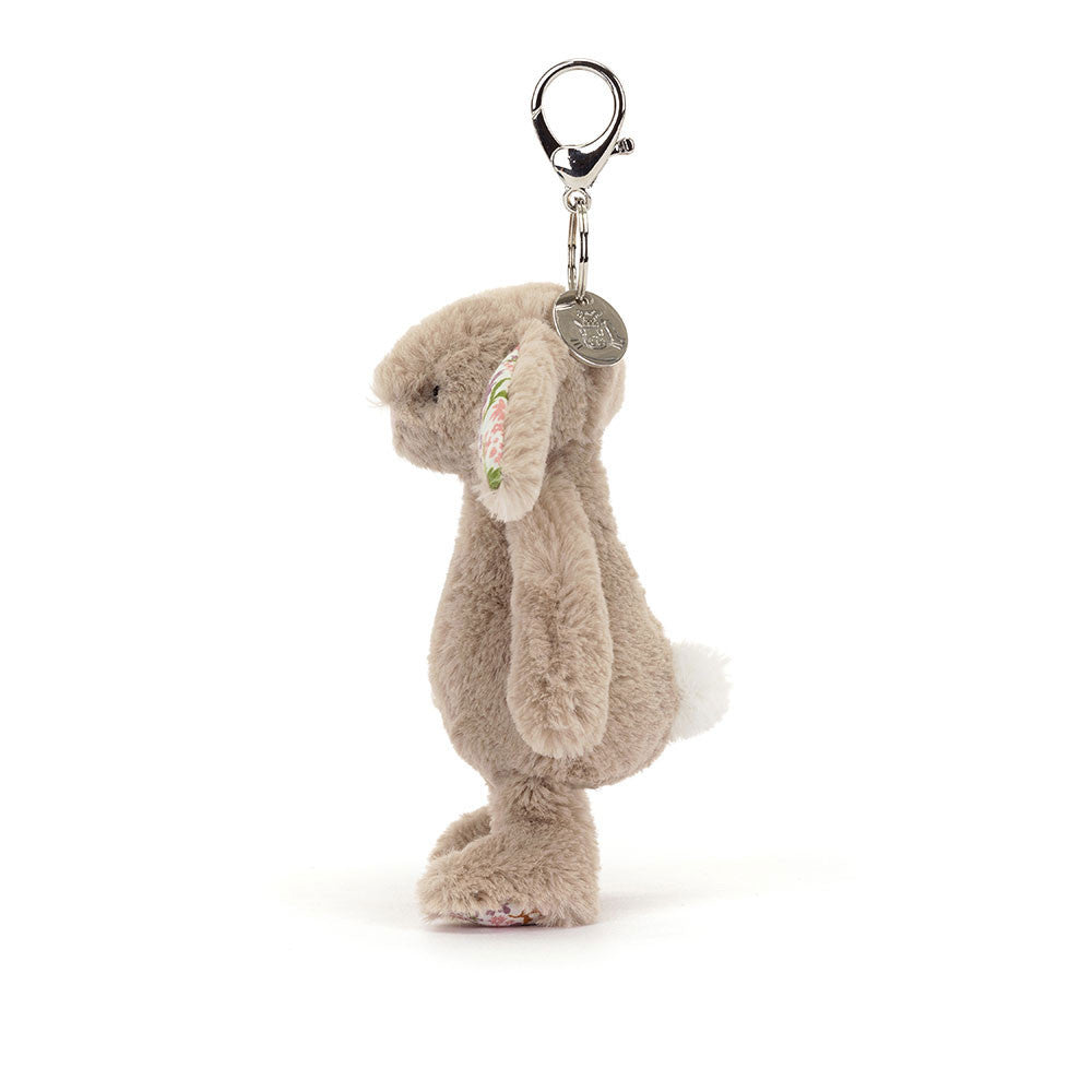 Jellycat Blossom Beige Bunny 'Petal' Bag Charm 7.1in x 2in x 1.6in