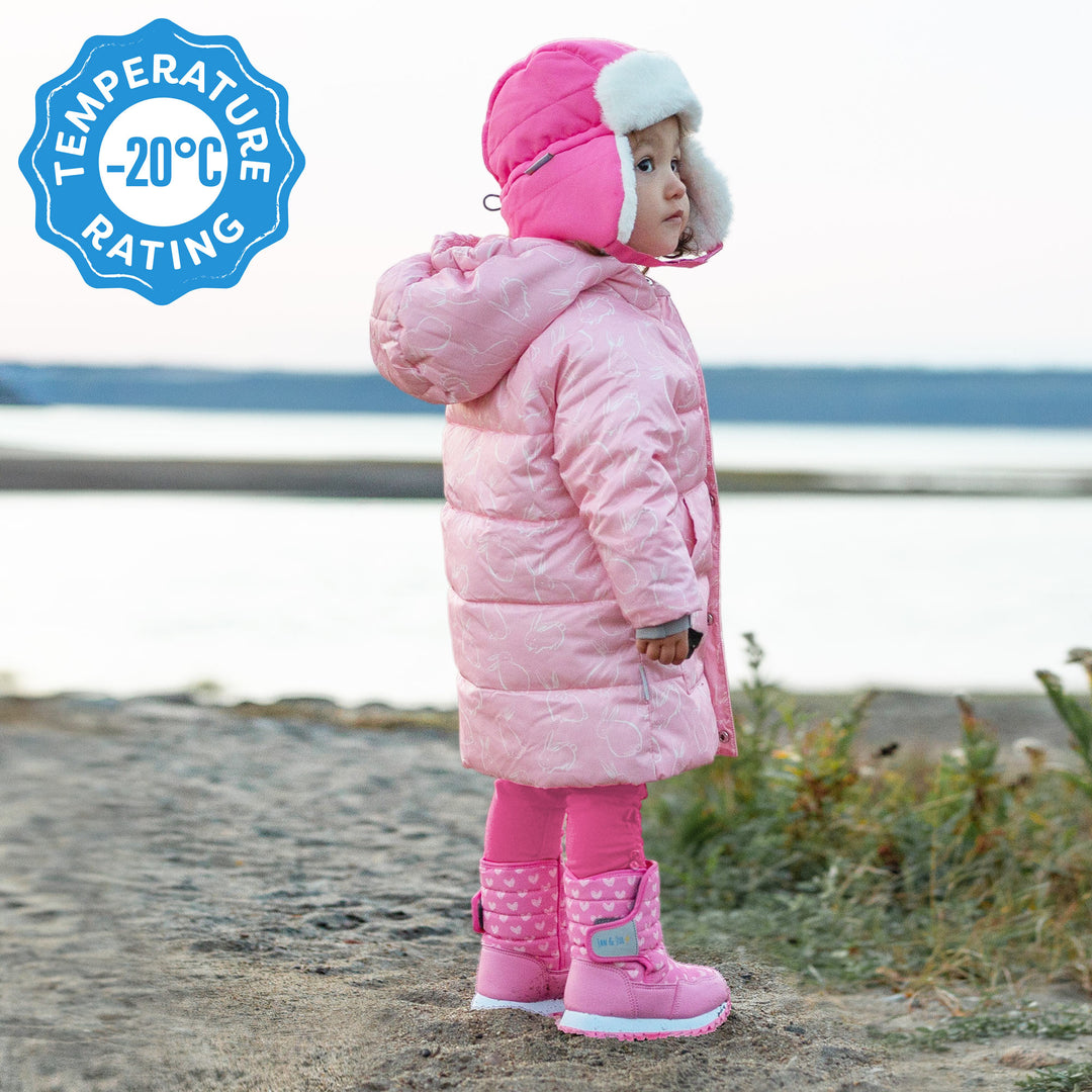 >Jan &amp; Jul Kids Toasty-Dry Tall Puffy Winter Boots - Pink Forest