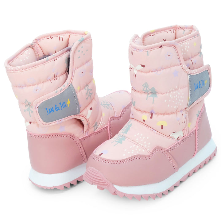 >Jan &amp; Jul Kids Toasty-Dry Tall Puffy Winter Boots - Pink Forest