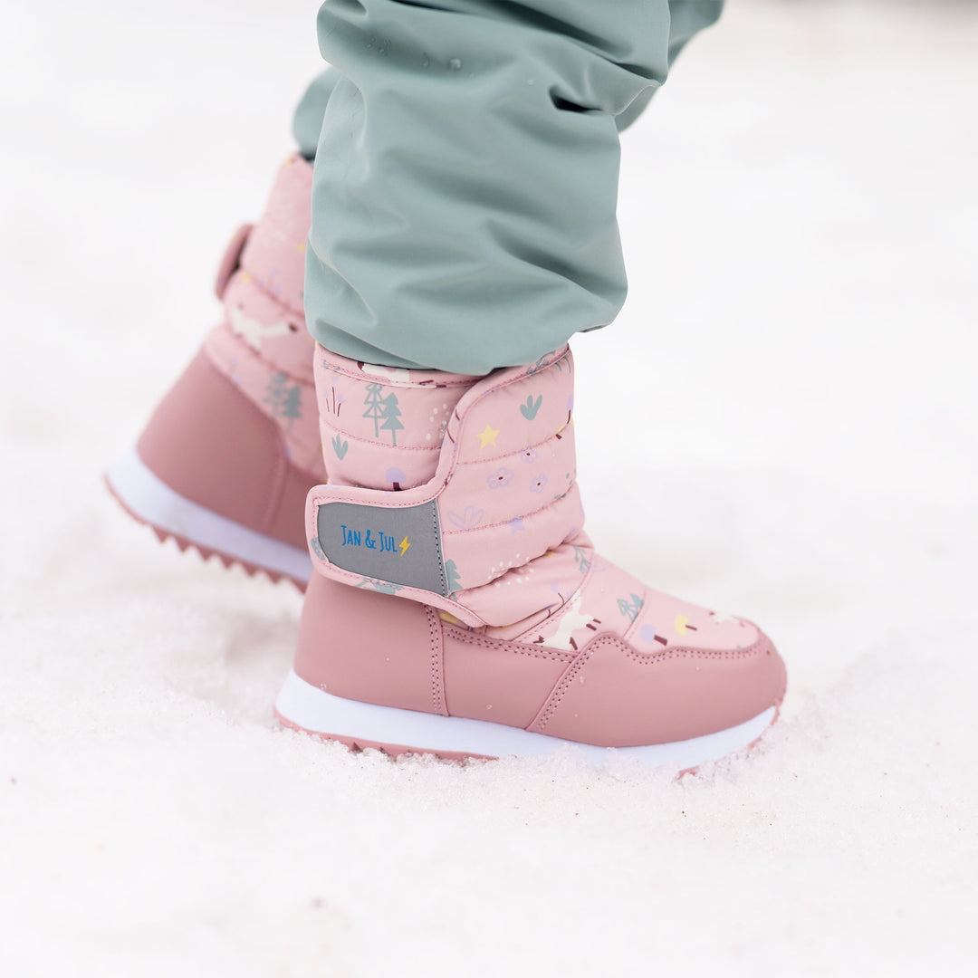>Jan &amp; Jul Kids Toasty-Dry Tall Puffy Winter Boots - Pink Forest