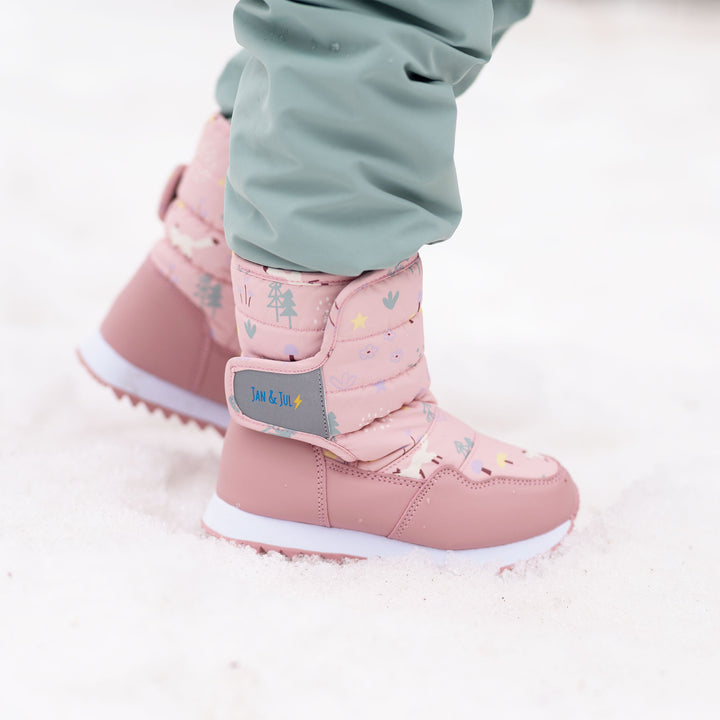>Jan &amp; Jul Kids Toasty-Dry Tall Puffy Winter Boots - Pink Forest
