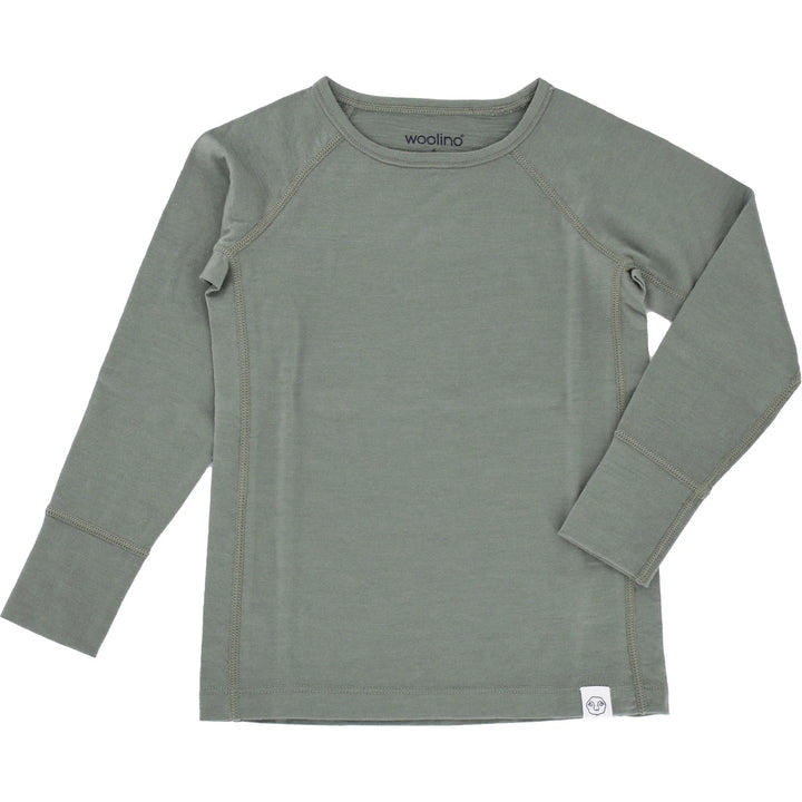 >Woolino Kids Merino Wool Base Layer Long Sleeve Top + Leggings Set - Sage