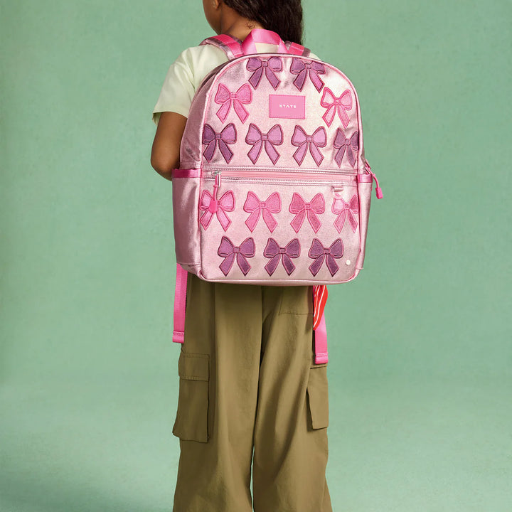 State Bags Kane Kids Backpack in Metallic | Patchwork Bows