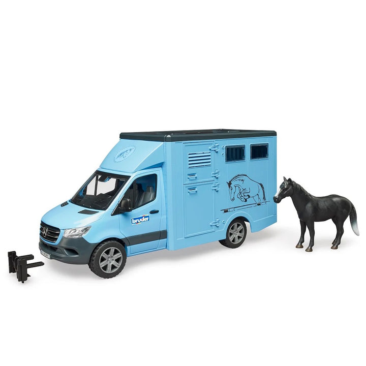 >Bruder 02674 MB Sprinter Animal Transporter w/ 1 Horse 17.9 x 6.7 x 8.7 inch