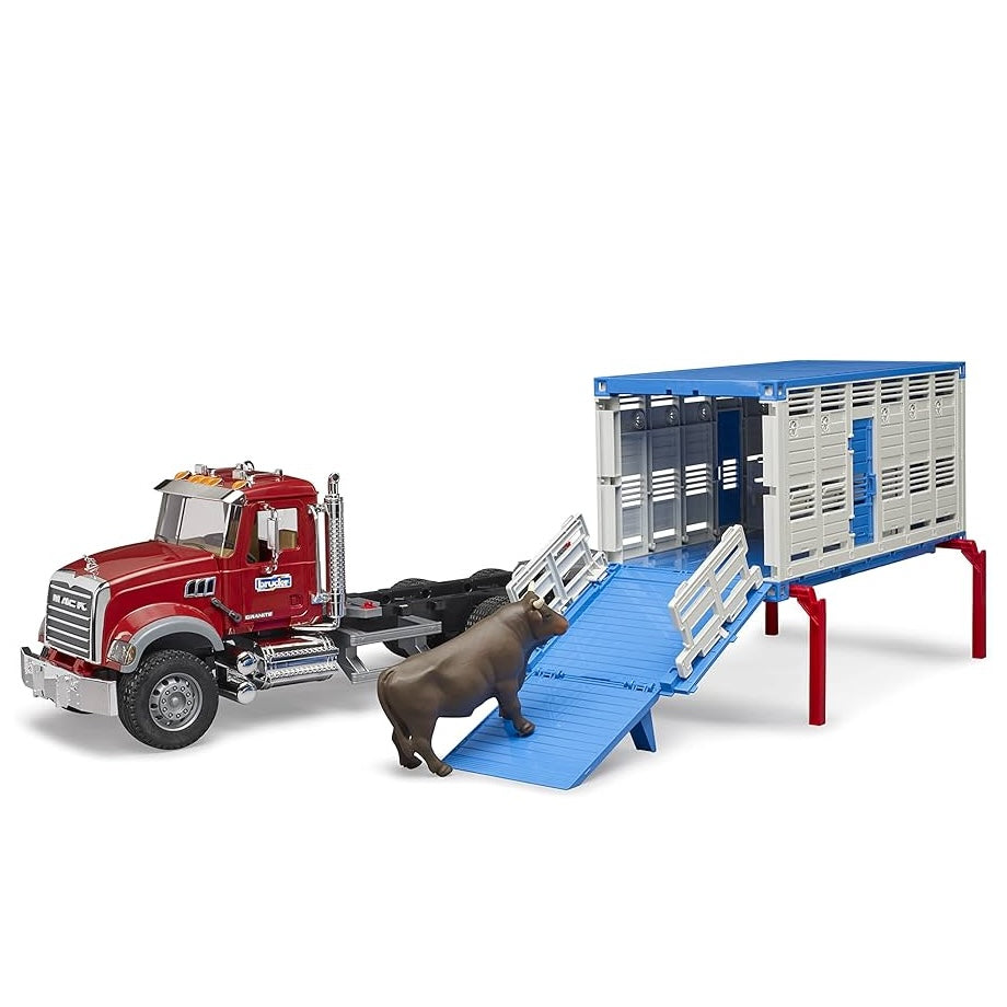 >Bruder 02830 MACK Granite Cattle transport w 1 cattle