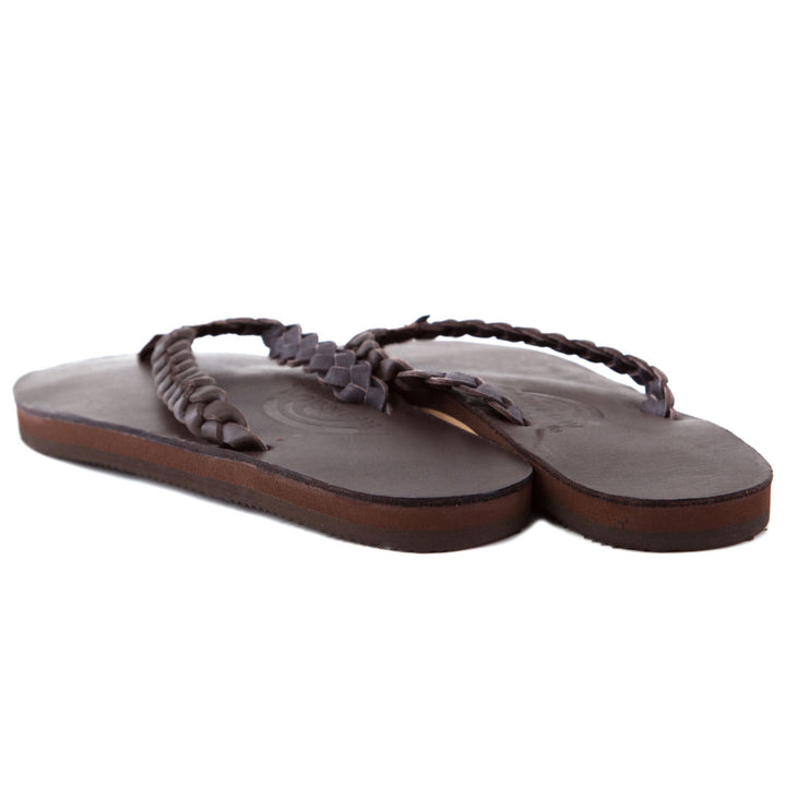 Rainbow Women's Premium Leather Flip-Flops Sandals in Mocha