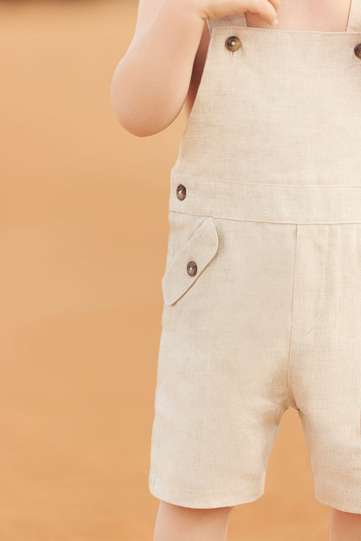 Tartine et Chocolat Baby Linen Dungarees - Heather Sand