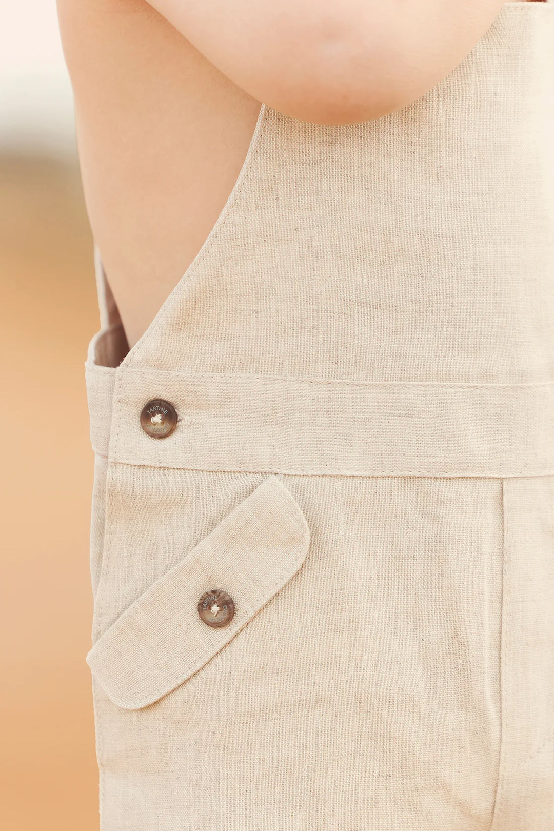 Tartine et Chocolat Baby Linen Dungarees - Heather Sand