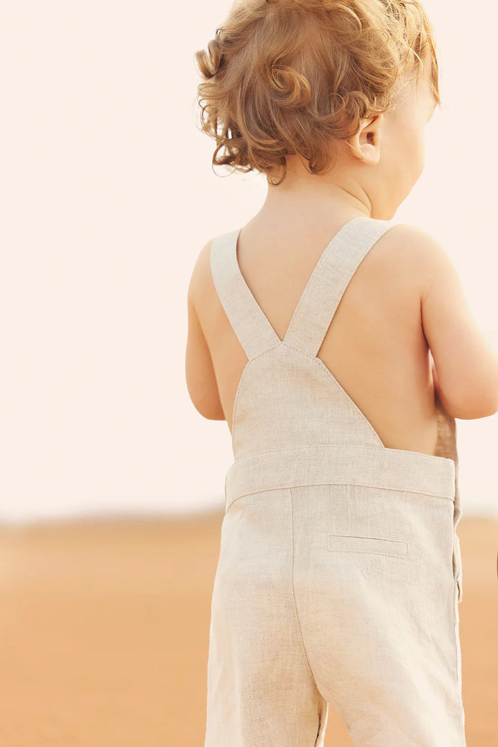 Tartine et Chocolat Baby Linen Dungarees - Heather Sand