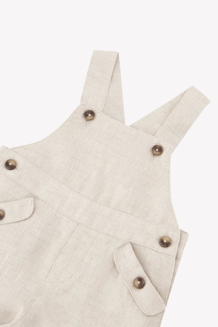 Tartine et Chocolat Baby Linen Dungarees - Heather Sand