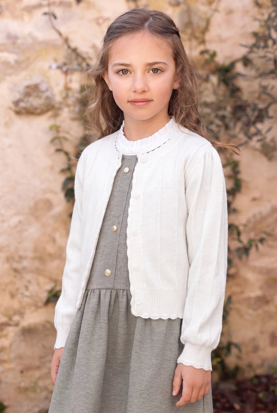 >Tartine et Chocolat Kids Round Neck Buttons Dress - Heather Grey
