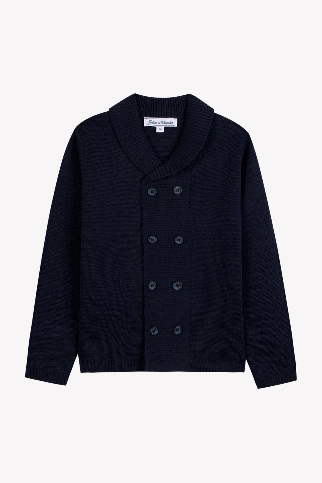 >Tartine et Chocolat Kids Wool Tailored Collar Cardigan - Navy