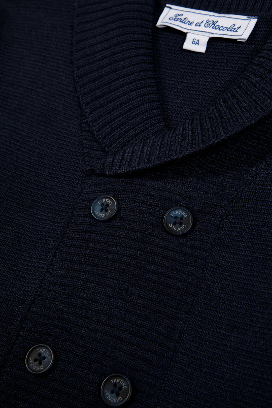 >Tartine et Chocolat Kids Wool Tailored Collar Cardigan - Navy