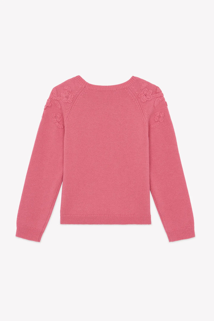 >Tartine et Chocolat Kids Wool Floral Embroidery Sweater - Peony Pink