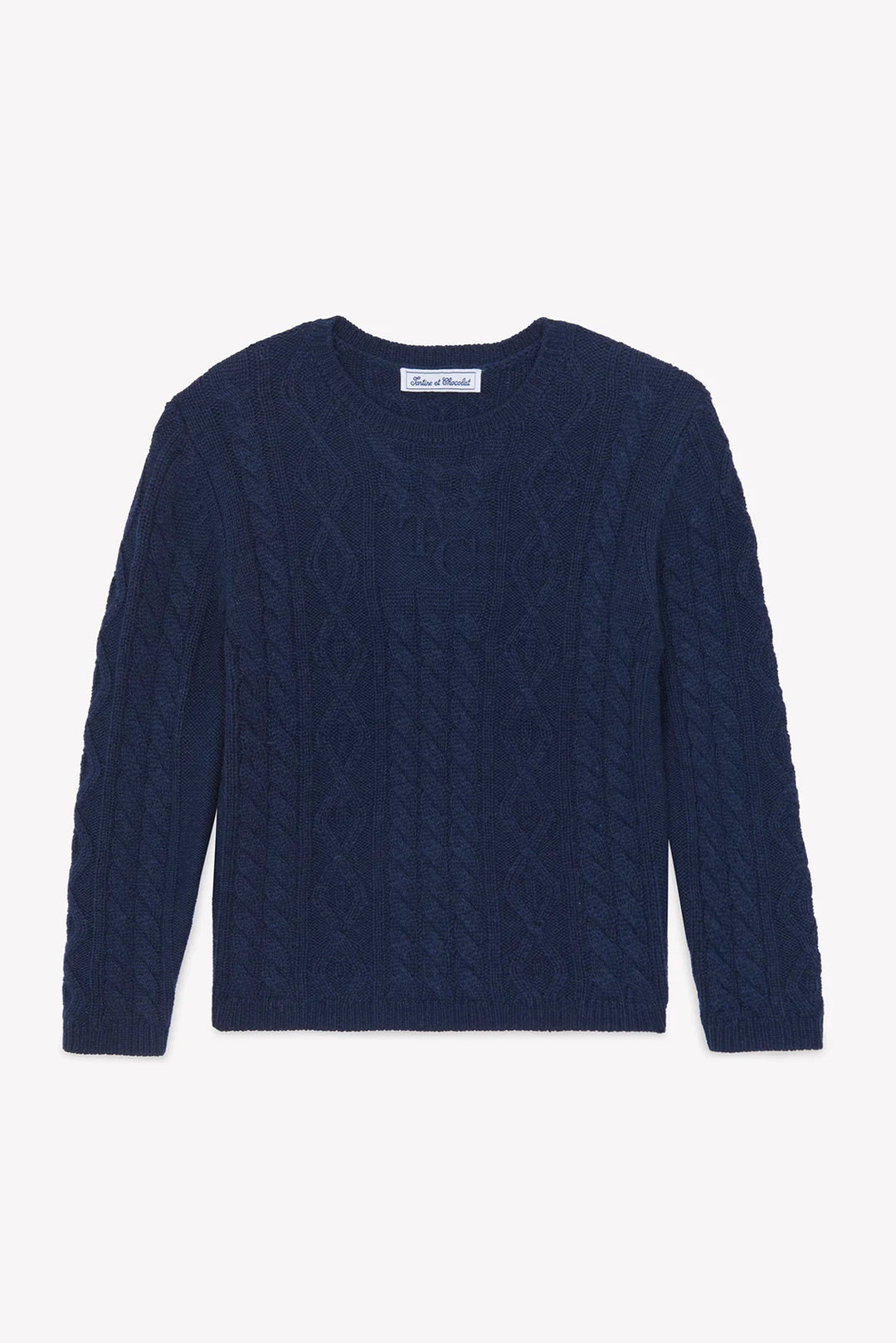 >Tartine et Chocolat Kids Wool Cable Knitwear Sweater - Navy