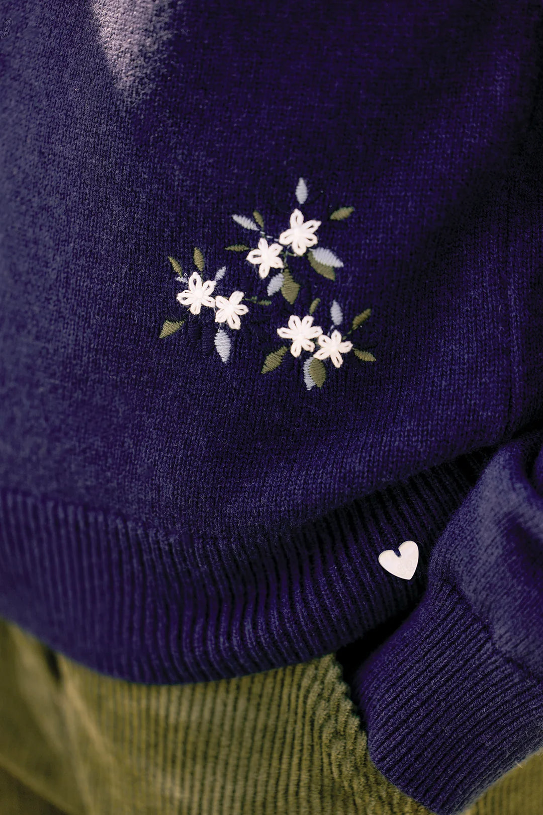 >Tartine et Chocolat Kids Wool Floral Embroidery Sweater - Navy