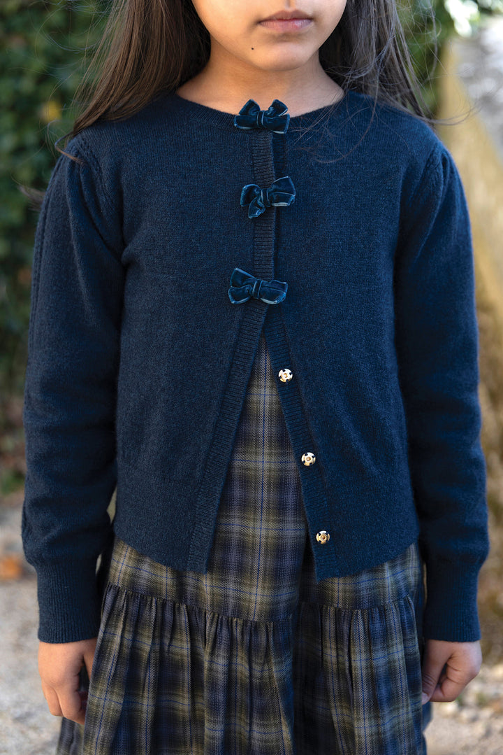>Tartine et Chocolat Kids Wool Bows Cardigan - Navy