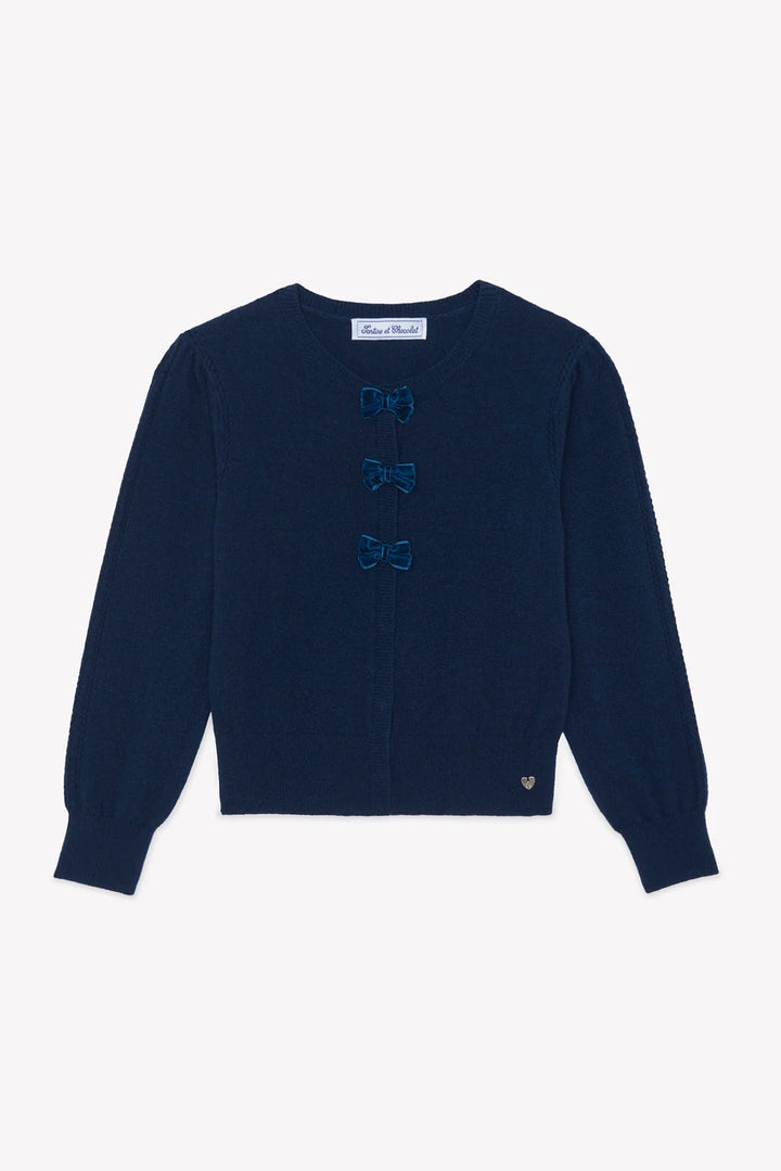 >Tartine et Chocolat Kids Wool Bows Cardigan - Navy