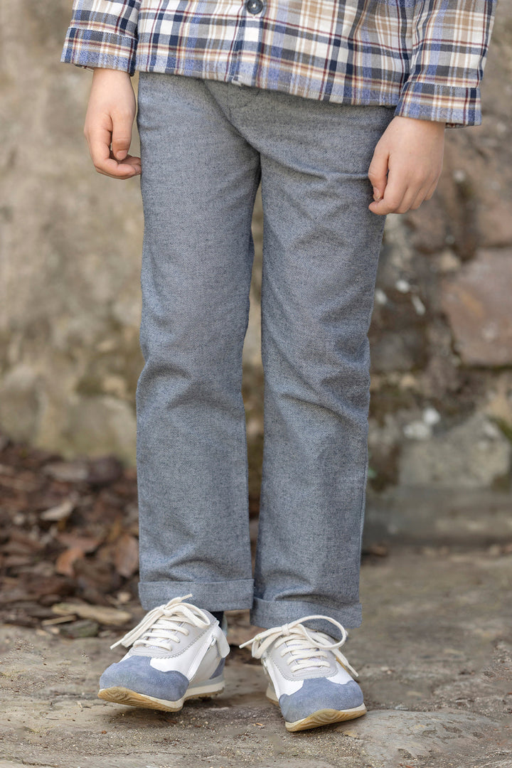>Tartine et Chocolat Kids Cotton Pleats Trousers - Navy