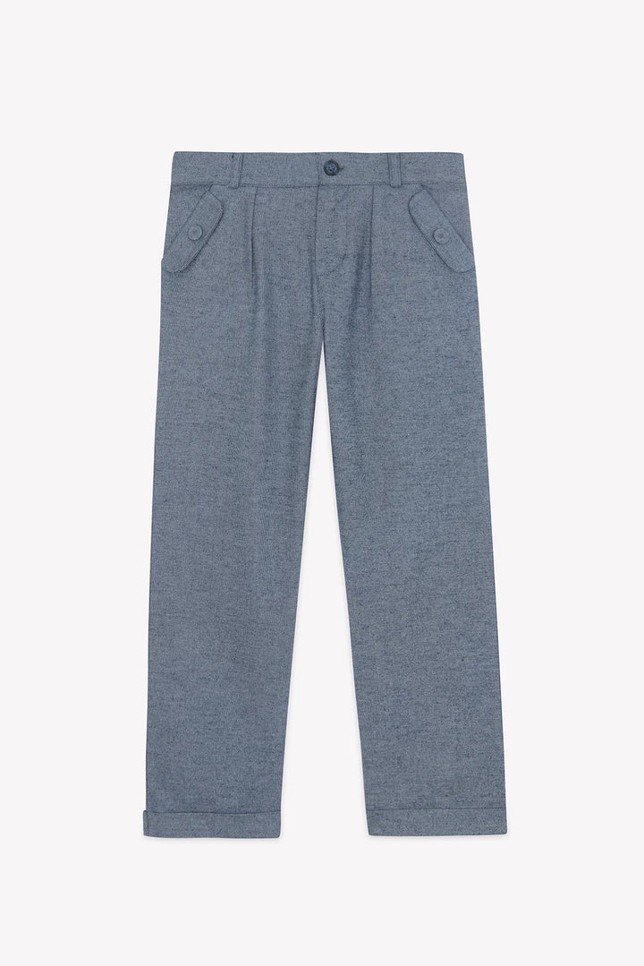 >Tartine et Chocolat Kids Cotton Pleats Trousers - Navy