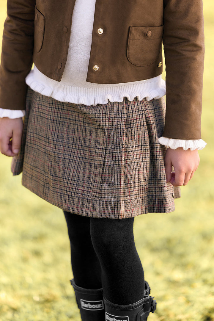 >Tartine et Chocolat Kids Girls Wool Check Skirt - Brown
