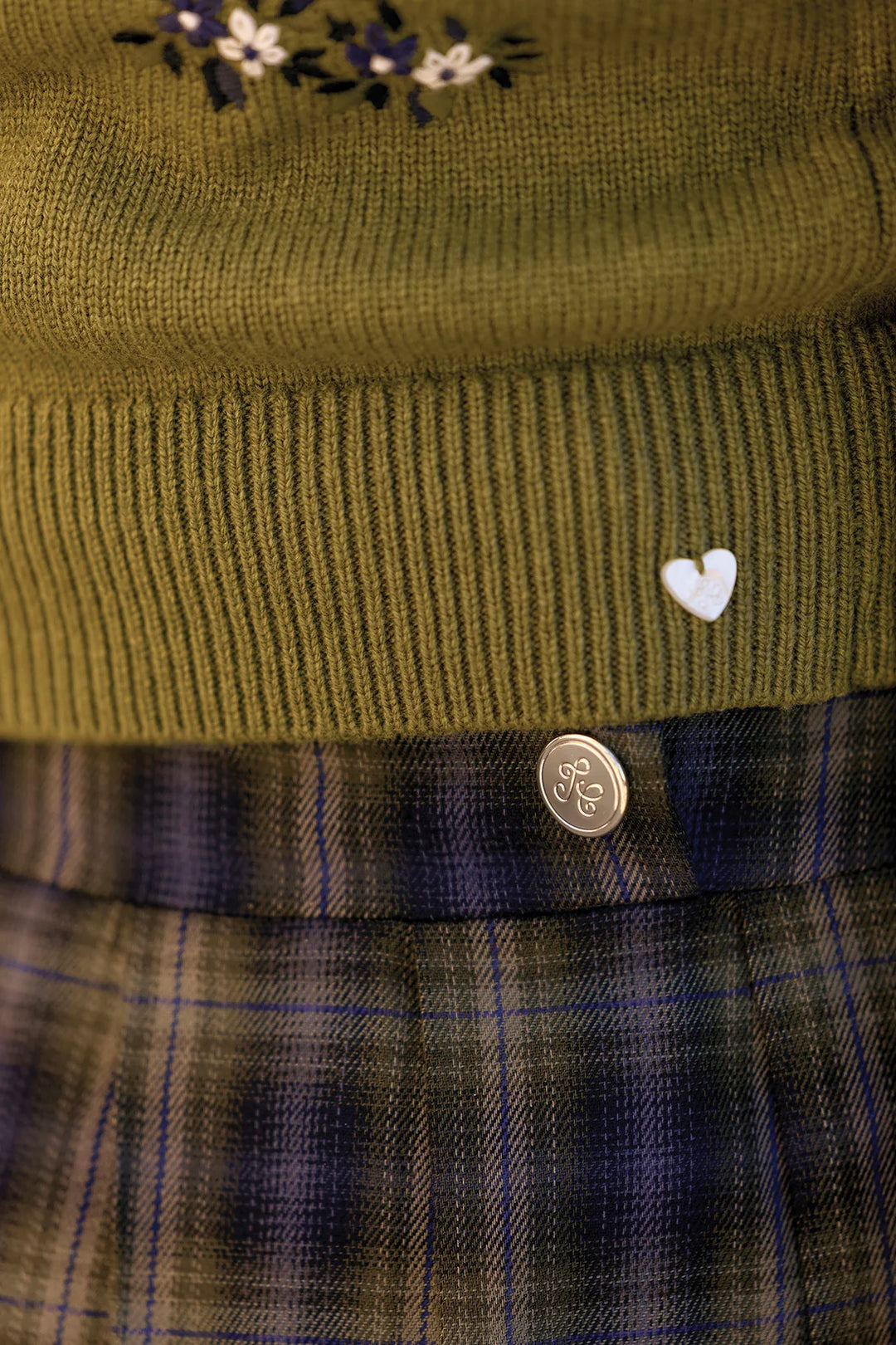 >Tartine et Chocolat Kids Cotton Tartan Pattern Skirt - Navy