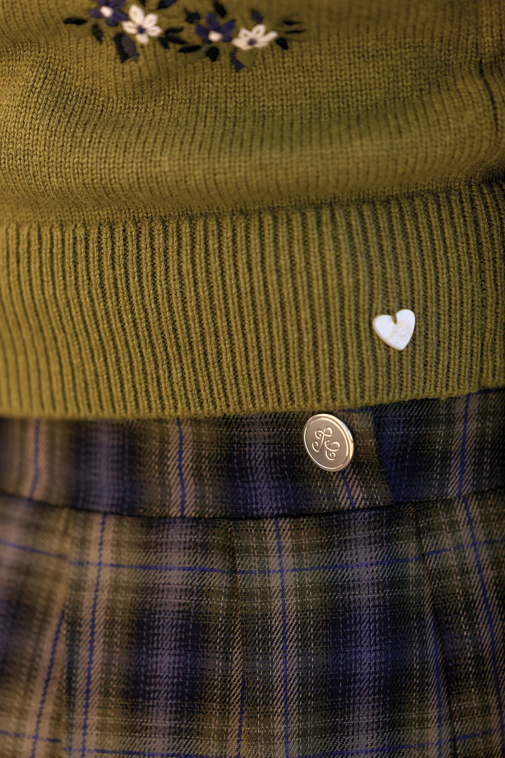>Tartine et Chocolat Kids Cotton Tartan Pattern Skirt - Navy