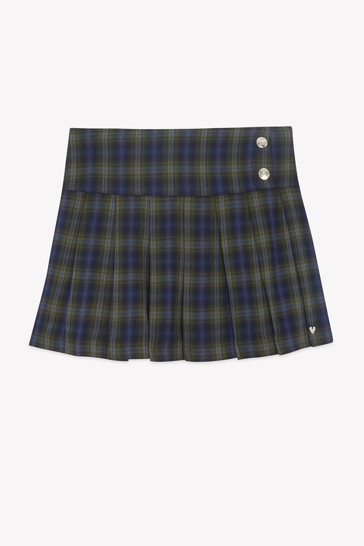 >Tartine et Chocolat Kids Cotton Tartan Pattern Skirt - Navy