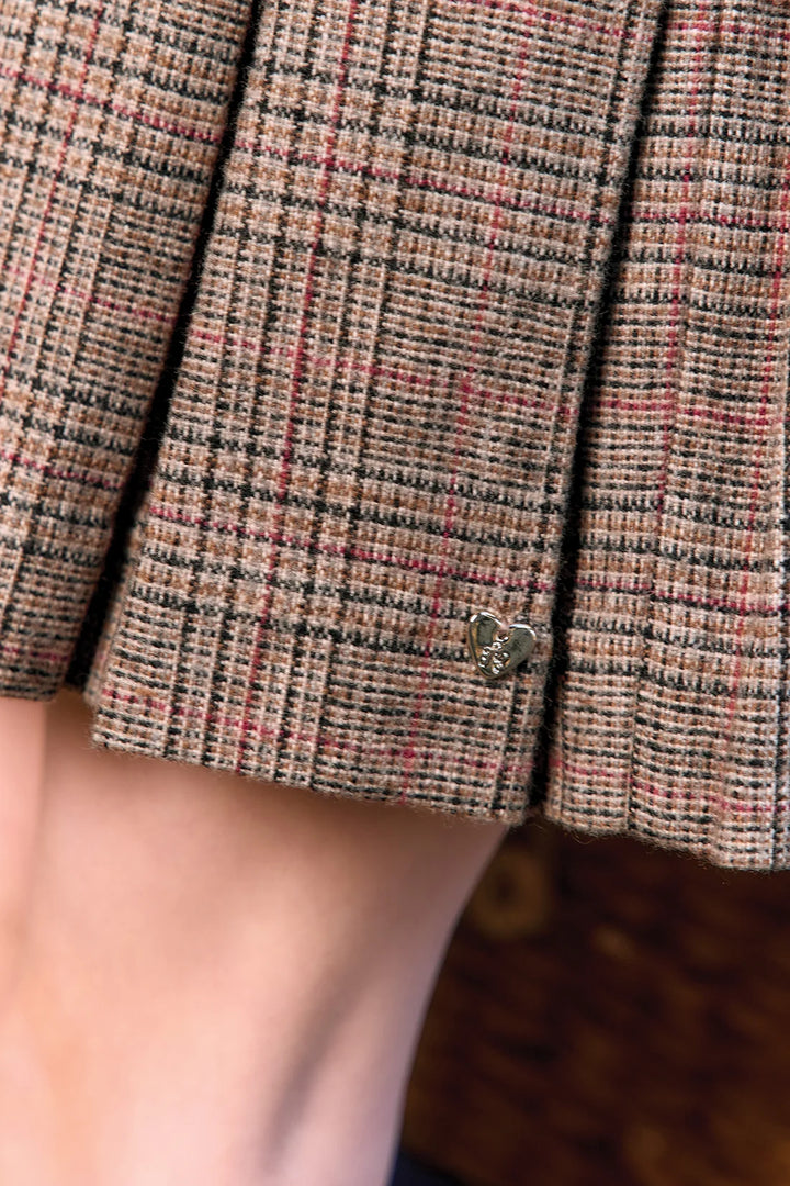 >Tartine et Chocolat Kids Wool Check Velvet Collar Dress - Brown