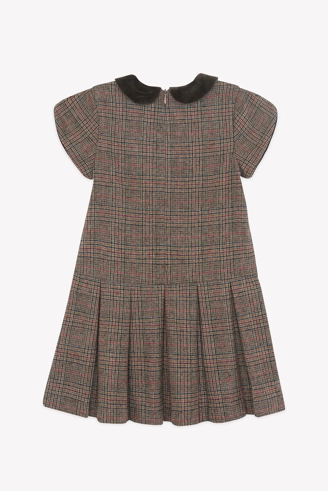 >Tartine et Chocolat Kids Wool Check Velvet Collar Dress - Brown