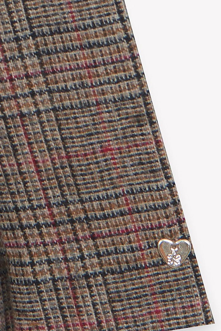 >Tartine et Chocolat Kids Wool Check Velvet Collar Dress - Brown